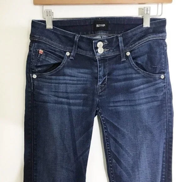HUDSON Womens Blue Double Button Closure Collin Skinny Crop Jeans Size 26 - Picture 4 of 11